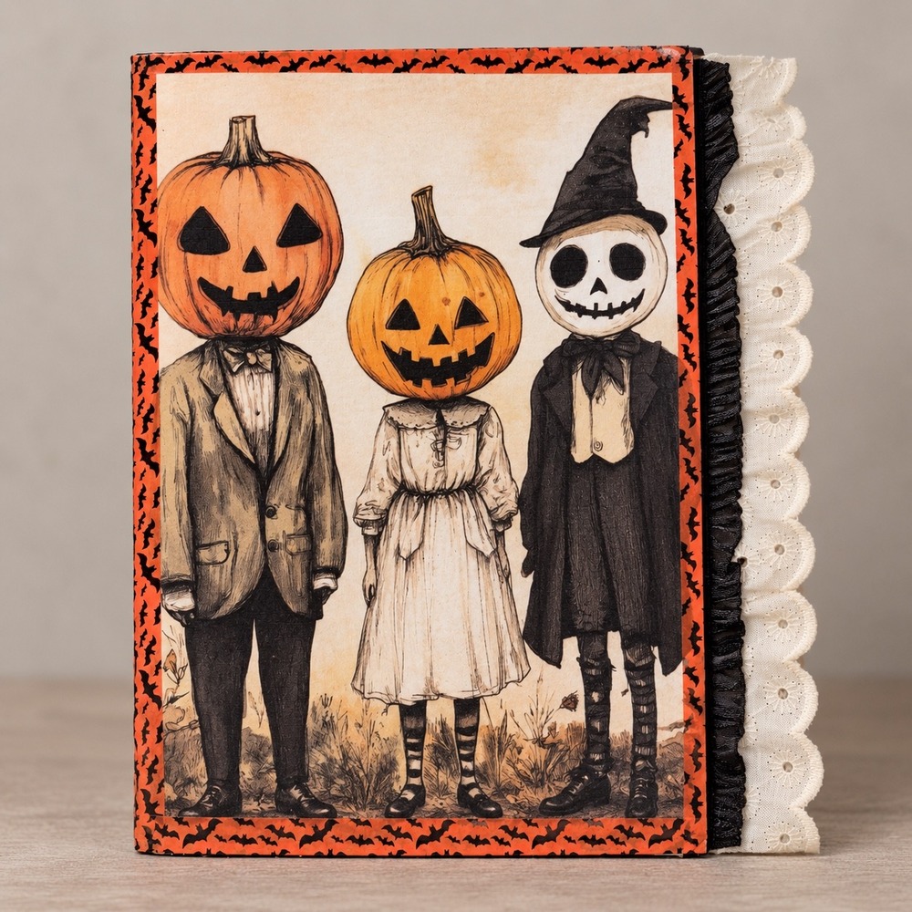 Handmade Halloween Junk Journal Vintage Gothic Witchy Scrapbook Ephemera 10x7